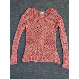 Hollister Open Knit Sweater Dress Womens M Pink Sheer Lightweight Y2K Fairy